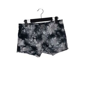 SB Blue Tie Dye Denim Cut Off Shorts Black White Size 5 Wavy Pocket Embroidery